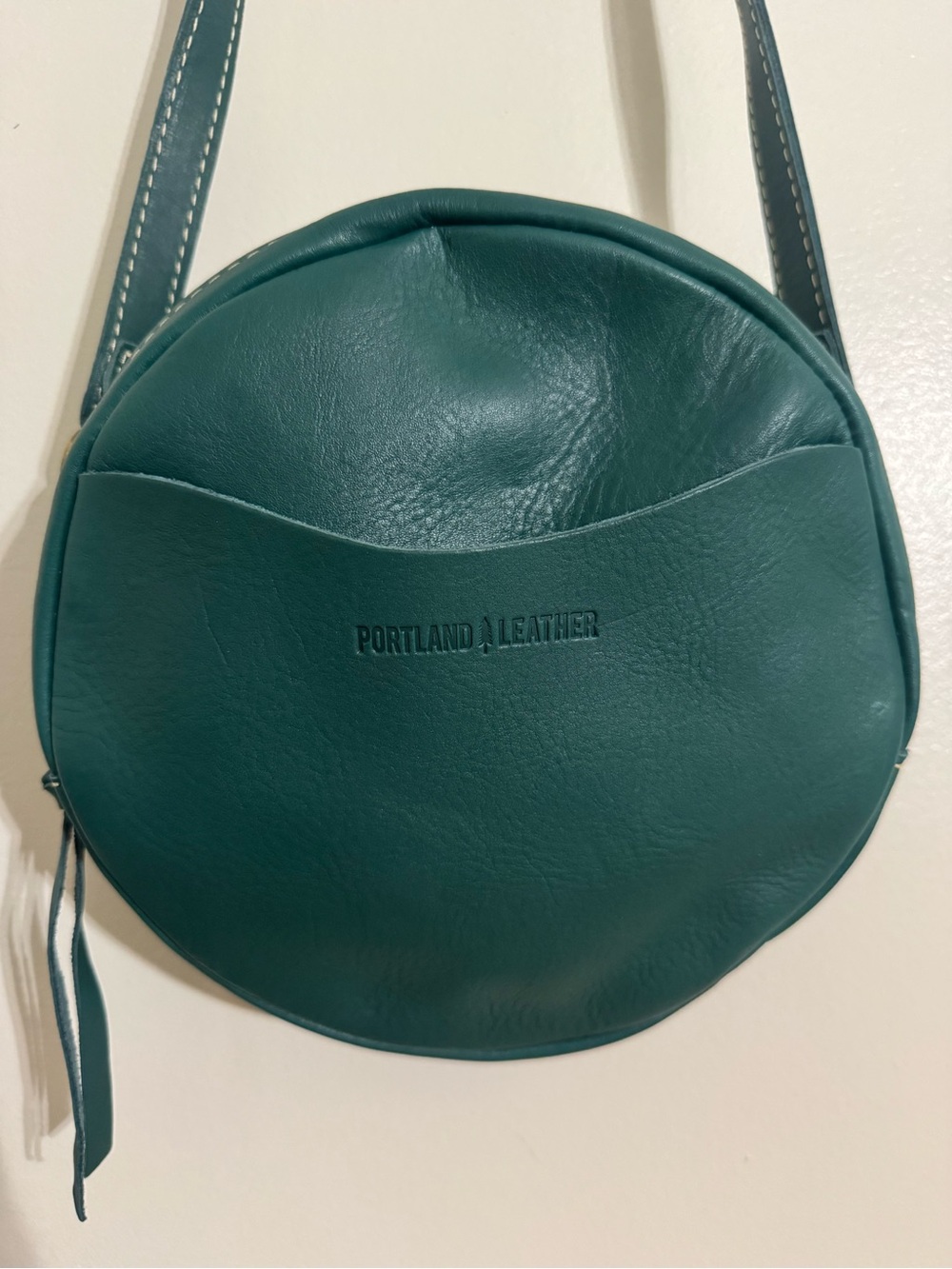 Portland Leather Teal Round Crossbody Bag